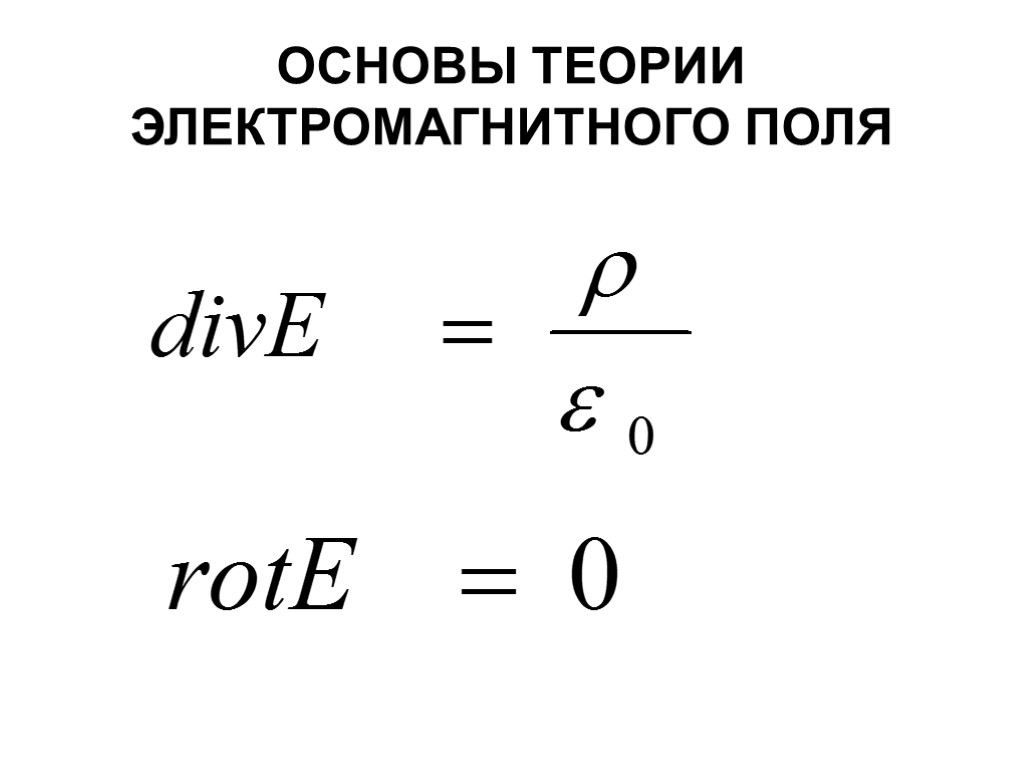 ОСНОВЫ ТЕОРИИ ЭЛЕКТРОМАГНИТНОГО ПОЛЯ